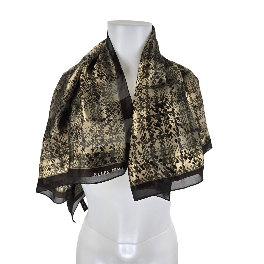Ellen Tracy 100% Silk Colors of Brown Scarf